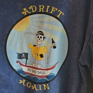Adrift Again No Bad Days Acid Wash Blue Hoodie | XL